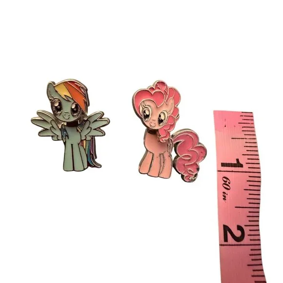 My Little Pony Rainbow Dash & Pinkie Pie Earrings 2014 Hasbro - Picture 2 of 3